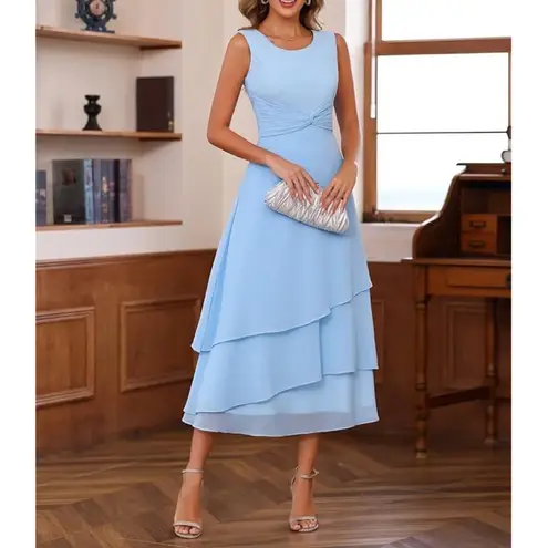 Amazon  Blue Long Sleeve Dress with Elegant Design - Image 3