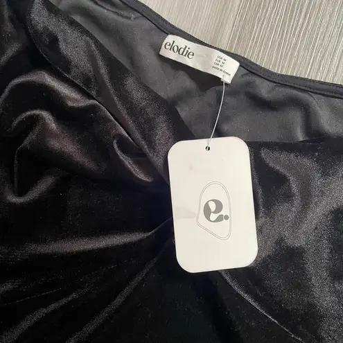 Elodie  Asymmetric Velvet Twist Front Black Top size Medium - Image 3