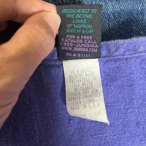 3X Linen Tunic Top Purple Oversized Boxy Lagenlook Artsy Boho Plus