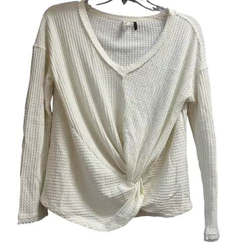 Free People Waffle Knit Twist Front Top