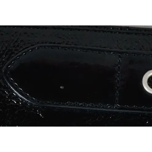 Vintage Wide Black Patent Leather Belt with Pointed Ends Retro