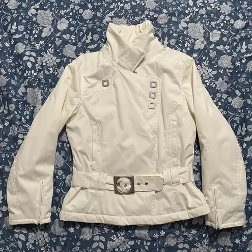 Stylish NILS insulated white ski jacket with custom metal accents Size 10P
