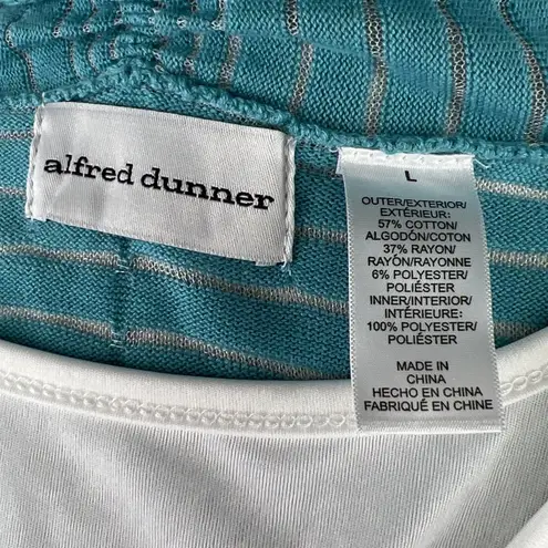 Alfred Dunner Sz L Tank Attached Cardigan Detachable Necklace Set Blue Sweater