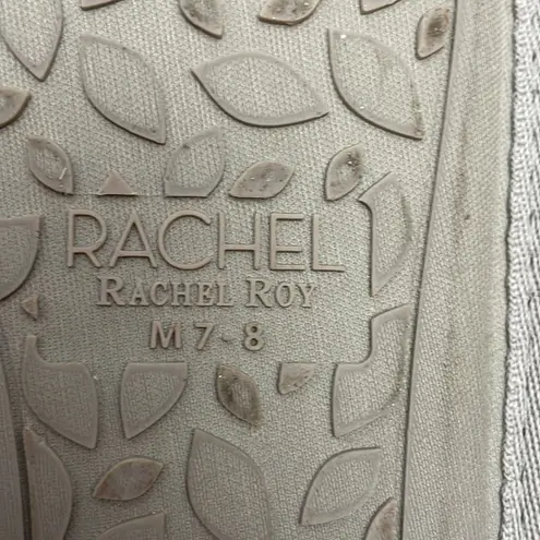 Rachel Roy Gray Faux Fur Padded Open Toe Rubber Outsole Slippers Size M 7-8