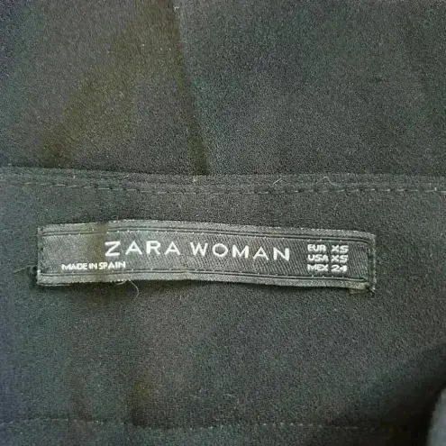 ZARA  Woman Black Flat Front Wide Leg High Rise Trouser Pants Womens Size XS