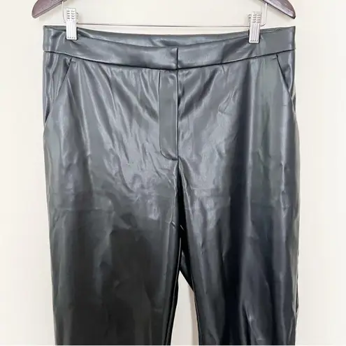 Alexia Admor Black Faux Leather Wide Leg Trouser Pants Size 12 Formal Dressy