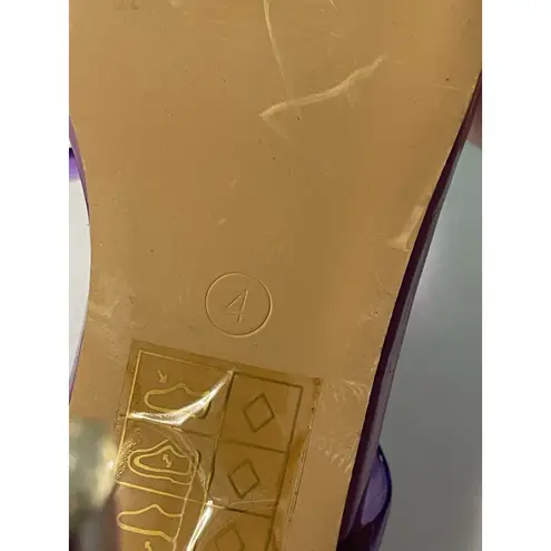 PUBLIC DESIRE Women's Size 4 Square Toe Mule Sandals Purple Clear Heel S