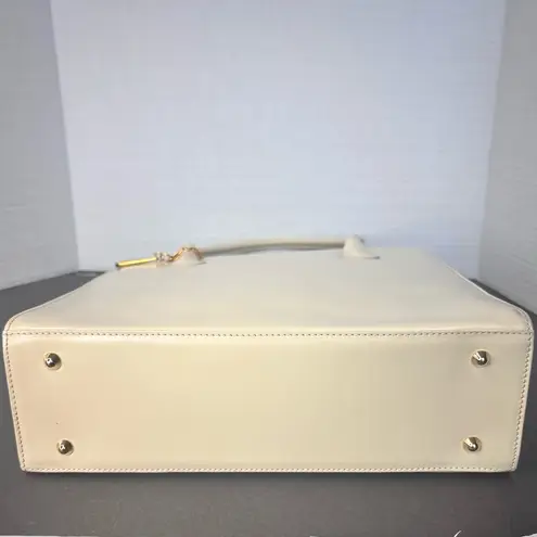 Lancel Paris Leather Ivory Handbag Satchel Shoulder Bag w/ Dust Bag