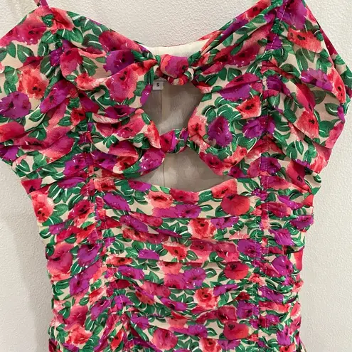 Endless Rose Floral Fitted Summertime Ruched Mini Dress Size Small