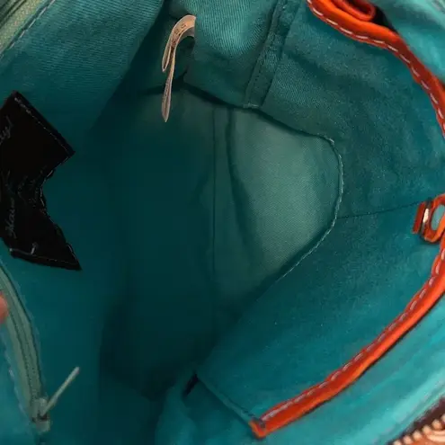 Gabs Womens Leather Textured Reptile Pattern Convertible Crossbody Orange Medium