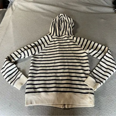 Eight + Sand Striped Black & White French Terry Full Zip Hoodie Cotton Blend XS