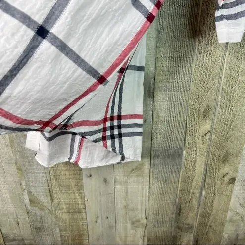 Westbound Size XL 100% Cotton V-Neck Plaid Print Tabbed 3/4 Sleeves