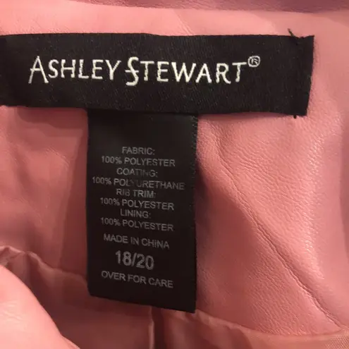 Ashley Stewart Pink Faux Leather Moto Jacket