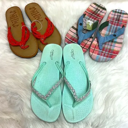 Capelli Sand Rhinestone Flip Flops Mad Love and Mossino Supply Size 8 D18 Green