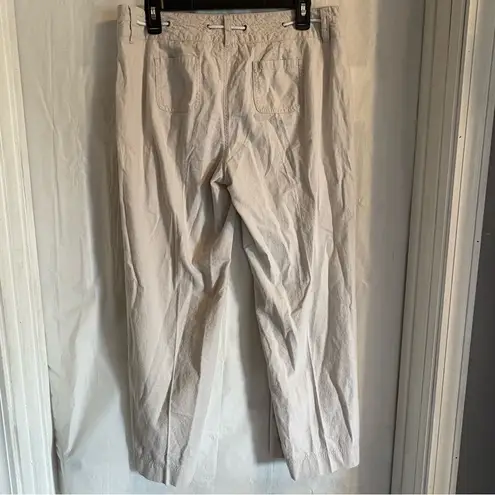 Bay Studio Linen Blend Cream Colored Pants Size 12 Petite Casual Coastal Grandma