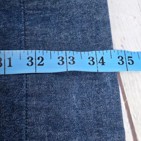 Draper James Chambray Ruffle Shift Dress Dark Wash Denim 4