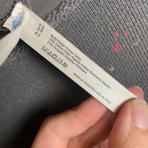 Free People Movement Size xs Make It Count Sweatshirt Grey Splatter Paint Frayed Gray