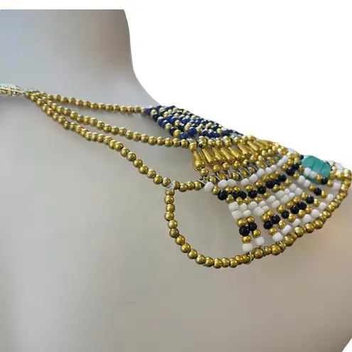 Ancient Egyptian Revival Beaded Scarab Collar
Necklace Handmade Statement Piece Gold