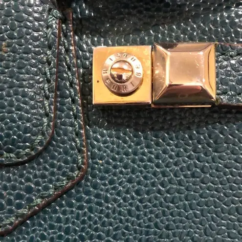 Henri Bendel CARLYLE Caviar Tumbled Teal Leather Satchel Bag with Original Strap