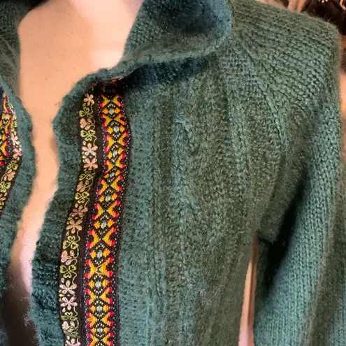 Lulumari Green Wool Cardigan Sweater