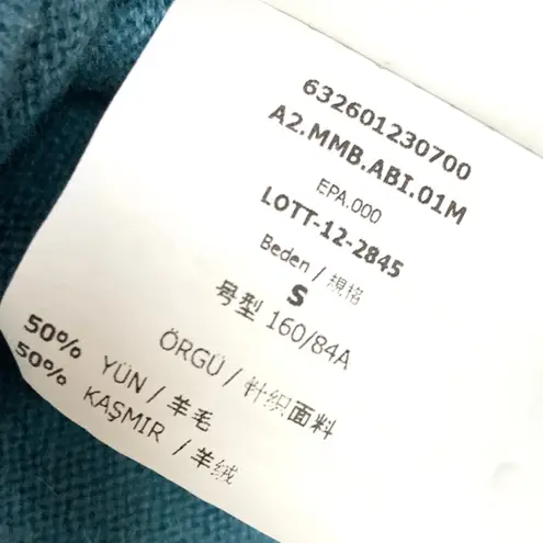 MaxMara Studio Womens Cashmere Wool Dress With Infinity Scarf Teal Blue Small