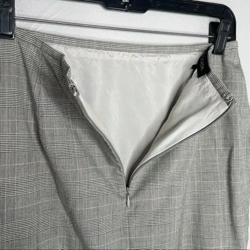 ESCADA Wool Silk Pencil Skirt Womens 6 Herringbone Plaid Old Money Quiet Luxury Black