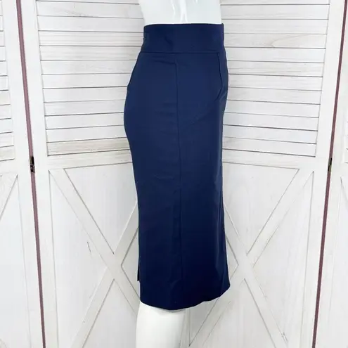 New York & Company High Waist Stretch Pencil Midi Skirt Navy Blue 0