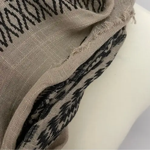 Infinity Scarf Embroidered Raw Hem Aztec Geometric Pink Coral Black Taupe Beige Tan