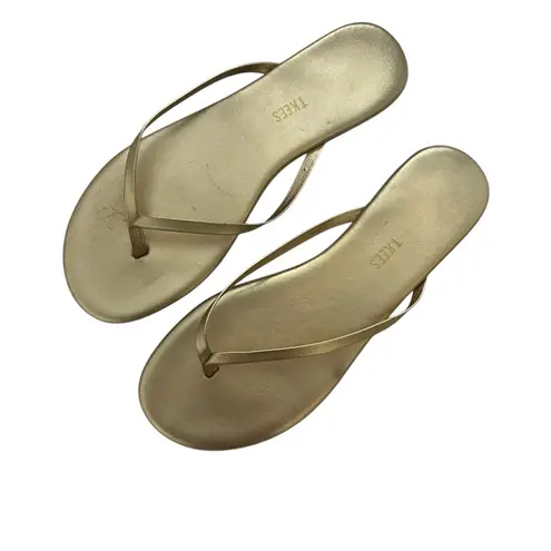 Tuckernuck Tkees Lily Metallic Flip Flops Blink Gold Size 10 Coastal Preppy Chic Sandals
