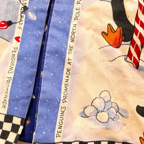 VTG handmade xl Penguin Christmas Vest Women Holiday Party Fun Snowman Lights Blue