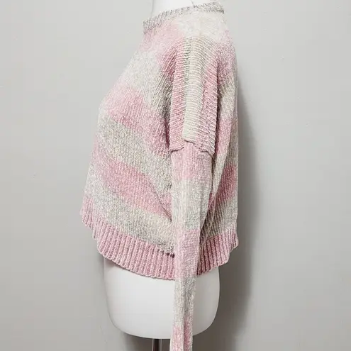 Romeo + Juliet Couture  pink tan striped cropped chenille sweater size medium