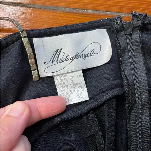 Michaelangelo Vintage Y2K Black Glitter & Rhinestone Fit-and-Flare Dress 5/6 🍄