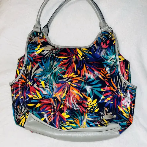 PLUM Tropical Print Hobo Slouch Bag Red