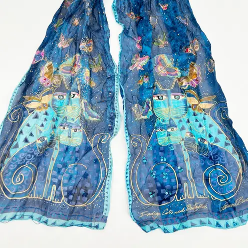 Bundle Lot (2) Laurel Burch & Unbranded 100% Silk Scarves Cats Butterflies Pink - Image 6