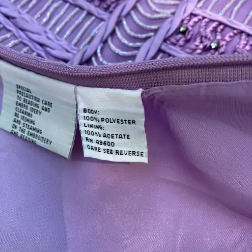 Louise Ricci Top Blouse Sz 18 Purple Beaded square Neckline Rhinestone Y2K Glam