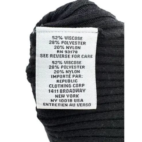 Magaschoni Black Ribbed Knit Sleeveless Midi Dress Medium Side Slit Minimalist