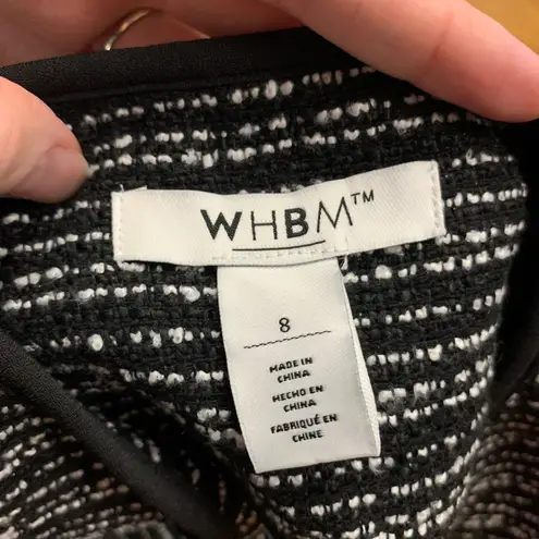 WHBM Women's Black & White Tweed Blazer Size 8 Career Casual Pockets Fitted Chic