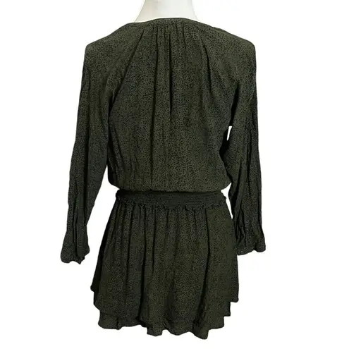 Rails Jasmine Dress Olive Speckled V Neck Mini Smocked Waist Women’s Small