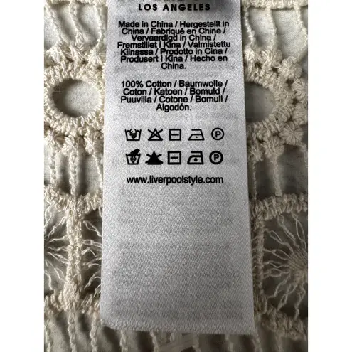 Liverpool Cream Crochet Lace Kimono Cardigan Boho Summer Beach Cover Up Size L