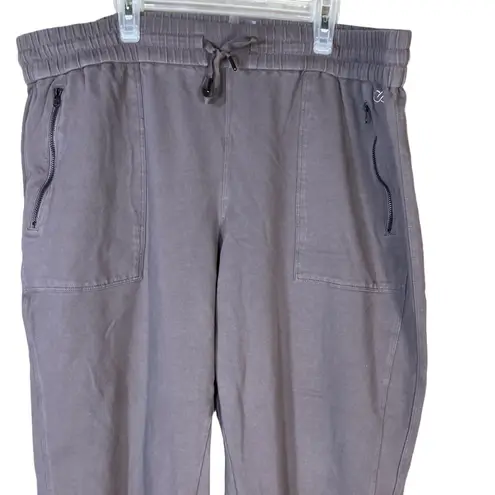 Calia Gray Elastic Waist Drawstring Side Pockets Joggers Pants Extra Large Size XL