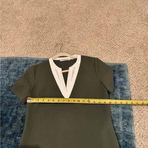 Sandro Paris Olive Green Shift Dress Minimalist Quiet Luxury Office Size Small