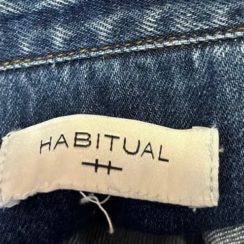 Habitual Blue Denim Button Down Long Sleeve Tie Waist Belted Mini Jeans Dress L