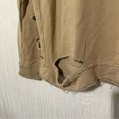 Alala Cypher Sweatshirt Destroyed and Distressed Tan Size Small