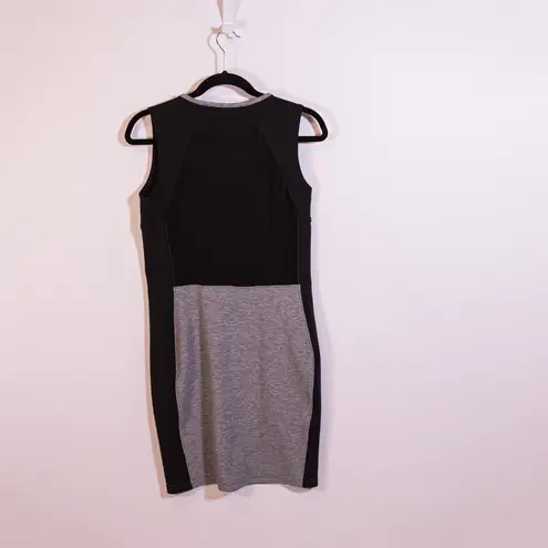 Athleta Fuse Scuba Ponte Stretch Black Gray Colorblock Mesh Midi Dress Small