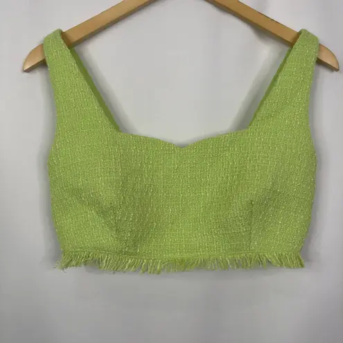 House of Harlow 1960 Green Tweed Cropped Blazer Fringe 2 Piece Size XS Flawed!