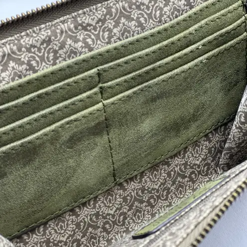 Joy Susan  green faux Suede zipper wristlet wallet