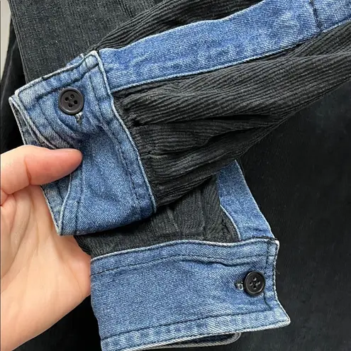 D'Mode Classix Y2K Black Corduroy Shacket w/ Denim Accents