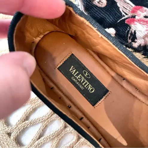 Valentino Garavani Butterfly-Embroidered Fabric Espadrilles in Black/Multi EU 36