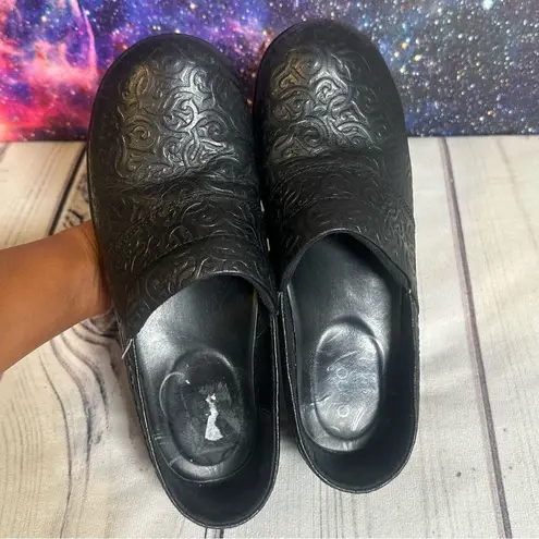 Abeo Flora BIO System Clogs Slip Resistant Black Tooled Leather Women Sz 7.5 N