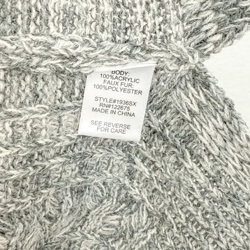 Lety & Me Womens Cardigan Size M Gray Sherpa Lined Hooded Cable Knit Fisherman Size M